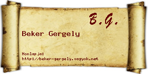 Beker Gergely névjegykártya